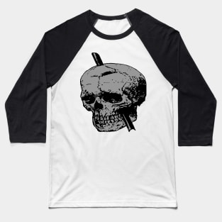 Grey Skull of Phineas Gage With Tamping Iron Baseball T-Shirt